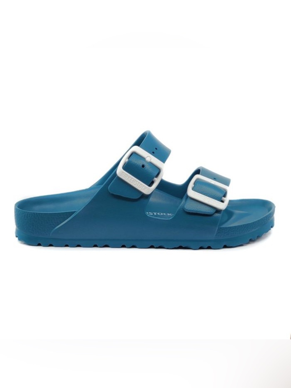 Birkenstock Arizona EVA Slide in Blue with White Buckles 38